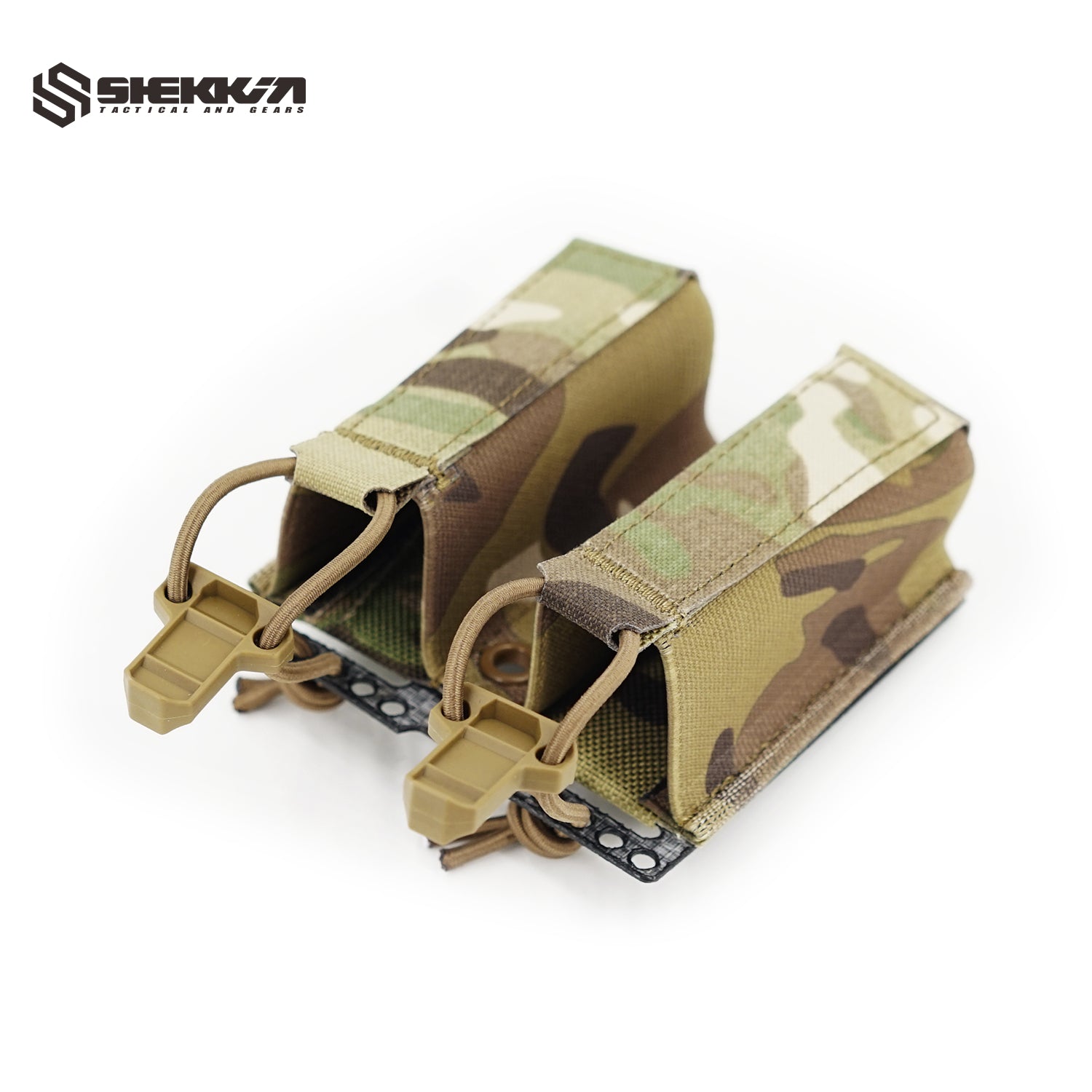 Double 9mm mag pouch with Tegris plate - Multicam -Shekkin Gears