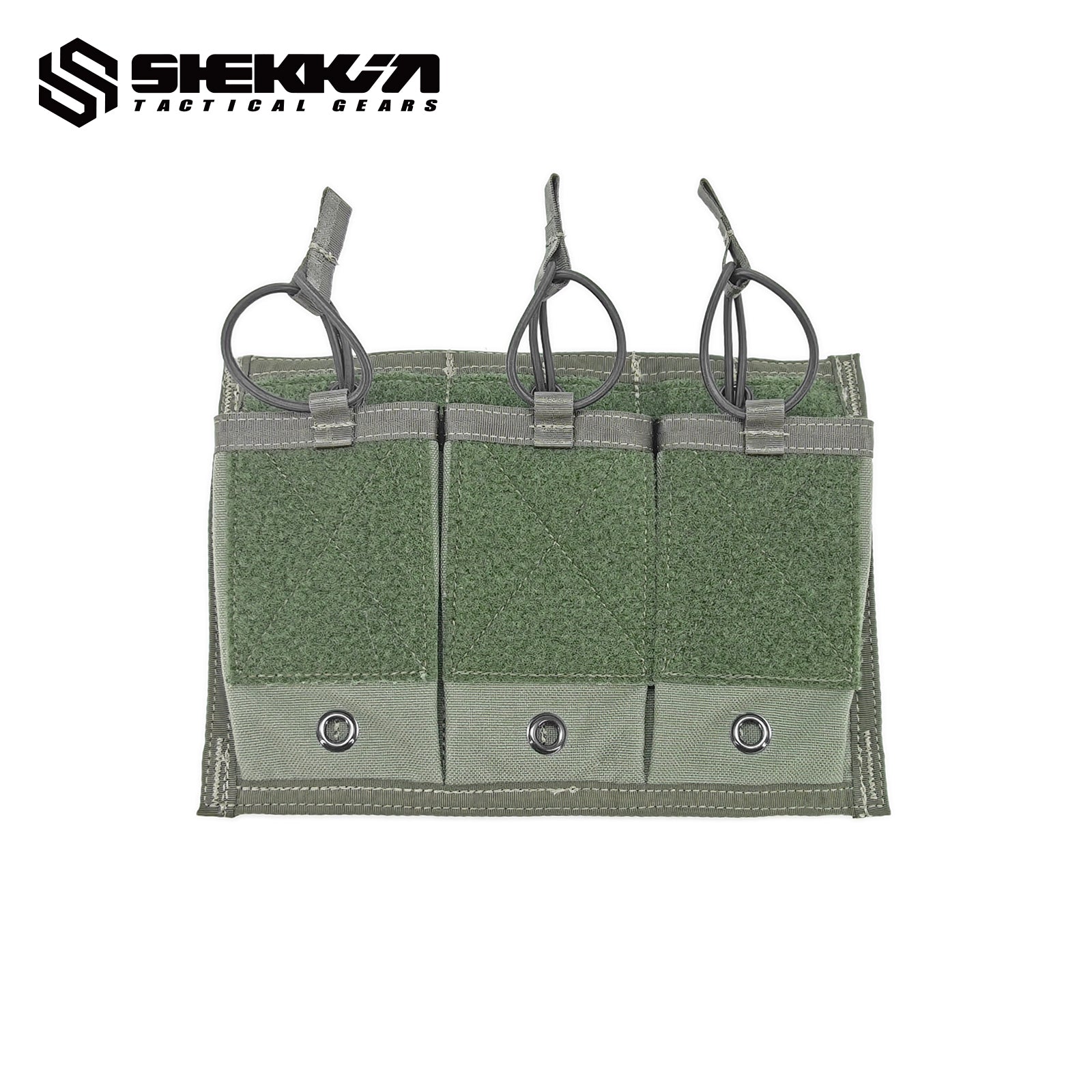 Pre MSA Paraclete style Smoke green triple M4 mag pouch with velcro front and molle back