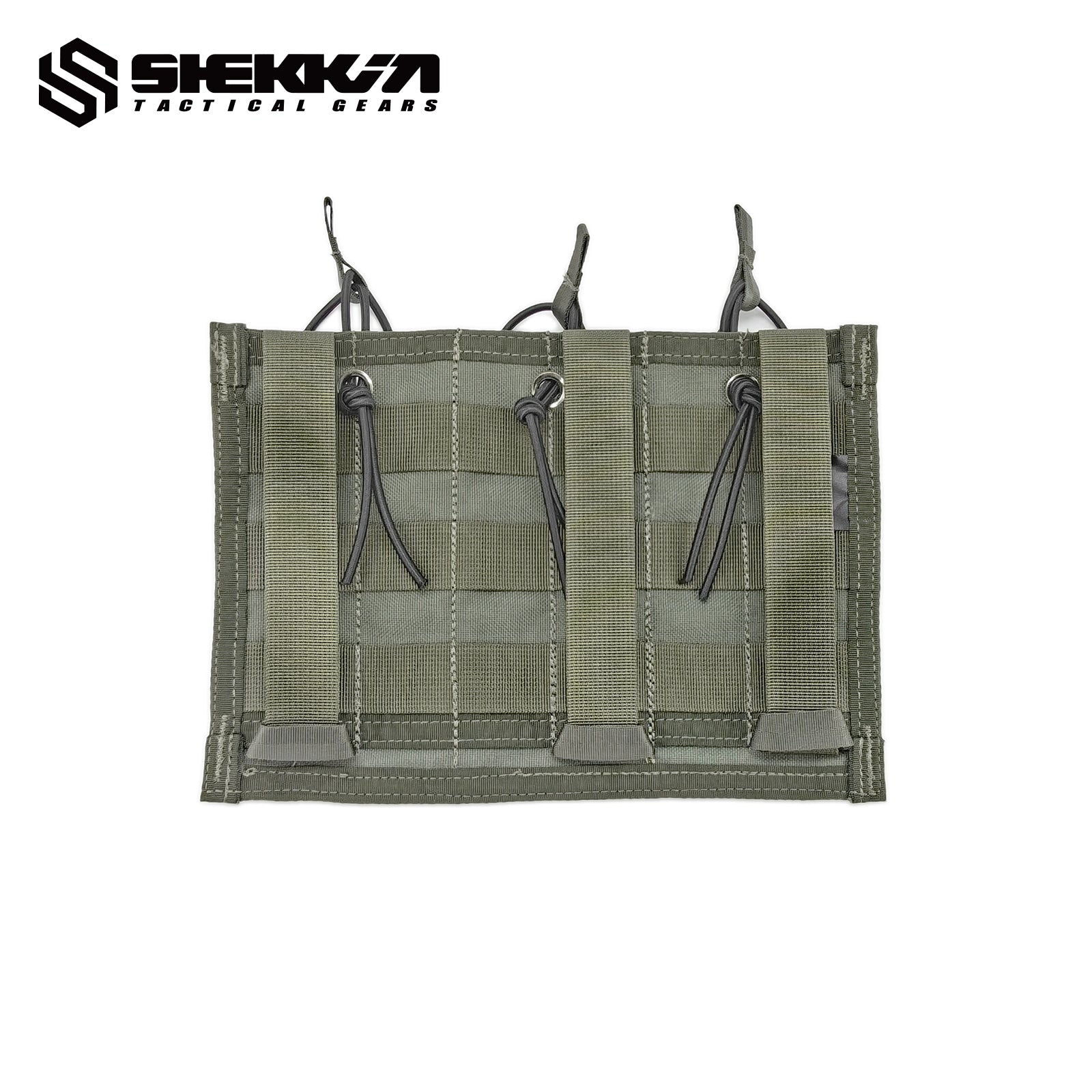 Pre MSA Paraclete style Smoke green triple M4 mag pouch with velcro front and molle back