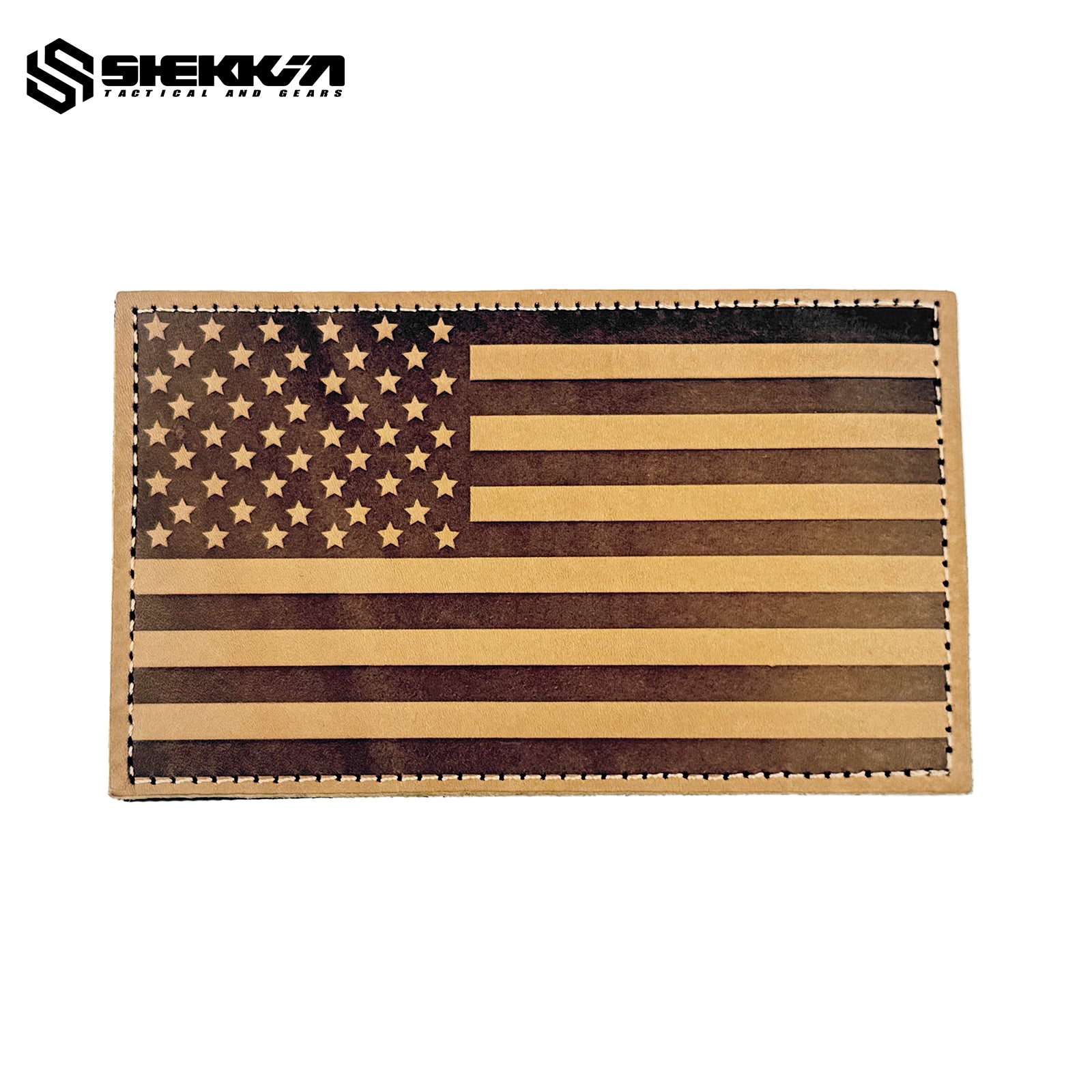 3”x5” Cowhide Leather US Flag Patch